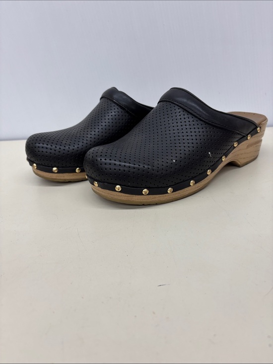 Dansko Shoes - Dansko Black Perforated Leather Clogs with Gold Studs